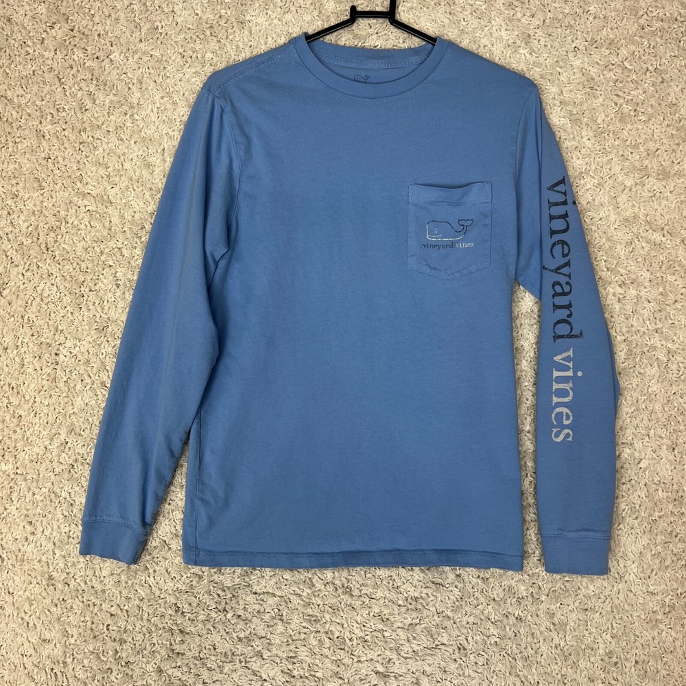 Vineyard Vines Tee Shirt Mens XS Blue Crew Neck Whale Graphic Preppy Pocket